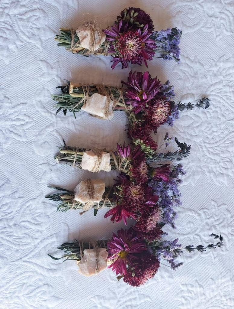 CharlieHaze - Wholesale Sage Bundle - Moonstone Smudge Stick with Lavender and Palo Santo Wood3