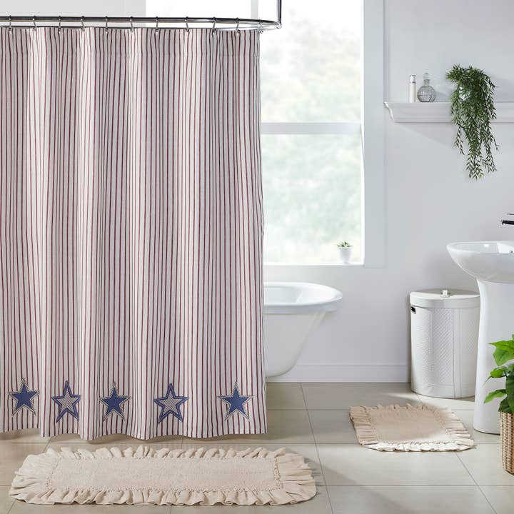 VHC Brands - Wholesale Shower Curtain - Celebration Applique Star Shower Curtain 72x72