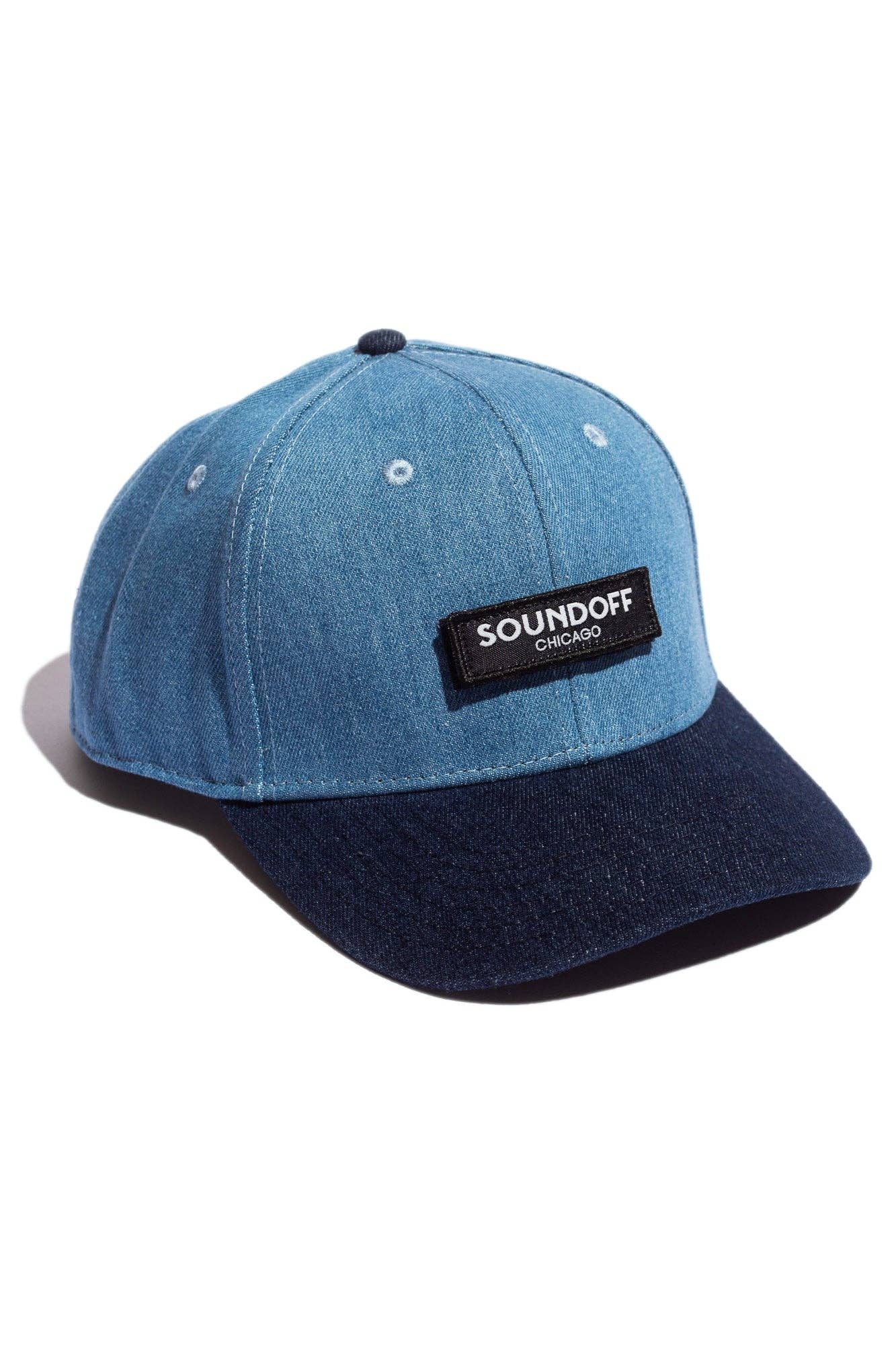 SOUNDOFF - Wholesale Flat Brim Cap - Men's - MEDIUM/INDIGO DENIM ID PATCH SNAPBACK0