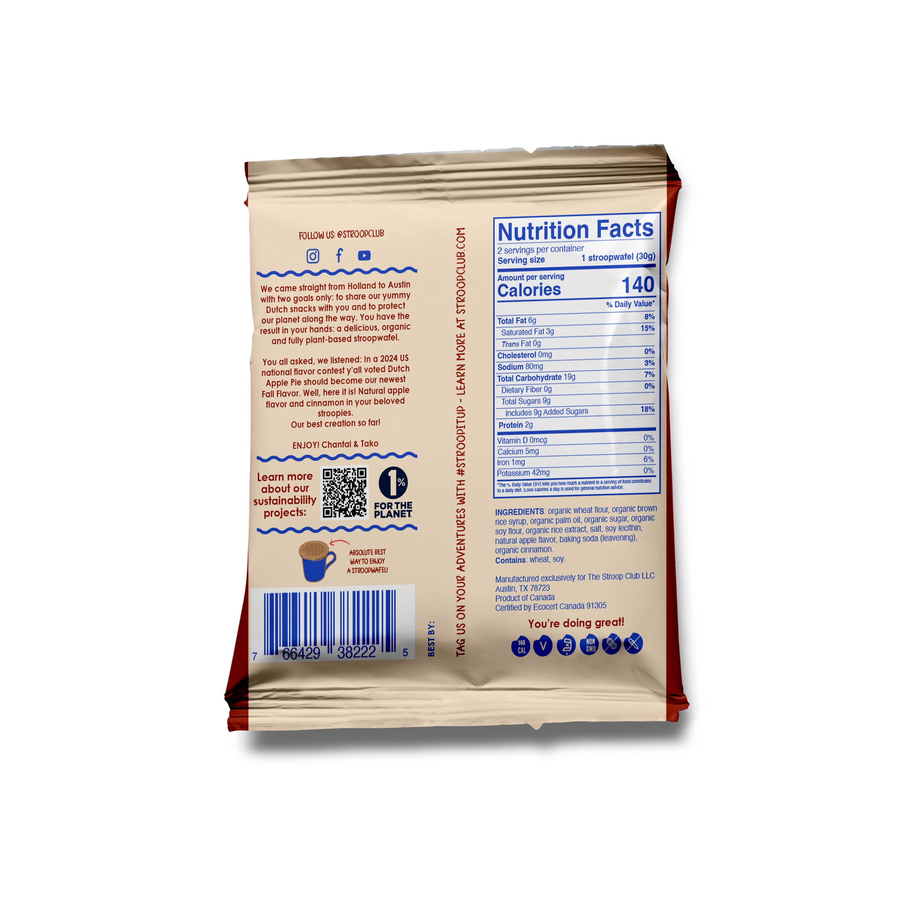 Stroop Club - Wholesale Cookie - Apple Pie Caramel Organic and Plant Based Stroopwafel 2-pack3