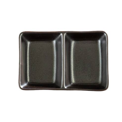 Urban Tokyo - Vendita all'ingrosso Salsiere - Tetsu Kesho Series, piatto per salsa rettangolare diviso da 4 once, 5,25" L1