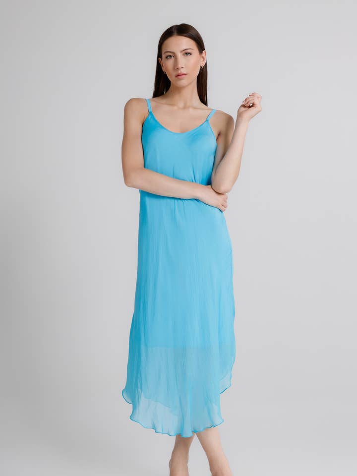 Rachel Silk Midi Dress (DT224) for wholesale by TINA Stephens Italy/Tees By Tina