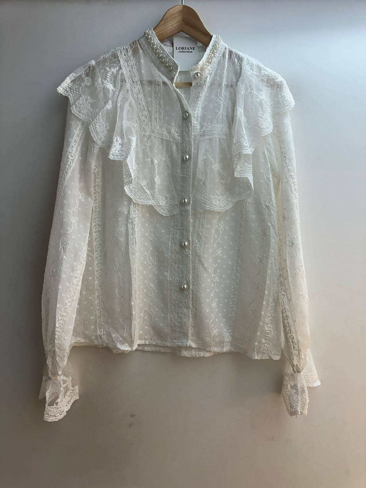 LORIANE - Wholesale Button Down Shirt - Women's - 6528 Transparent plain blouse0
