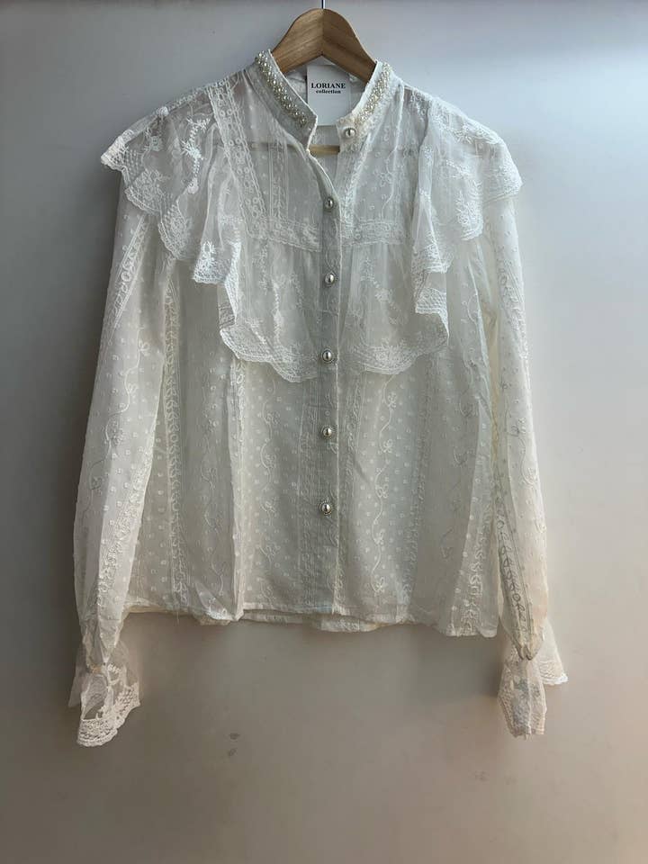 LORIANE - Wholesale Button Down Shirt - Women's - 6528 Transparent plain blouse