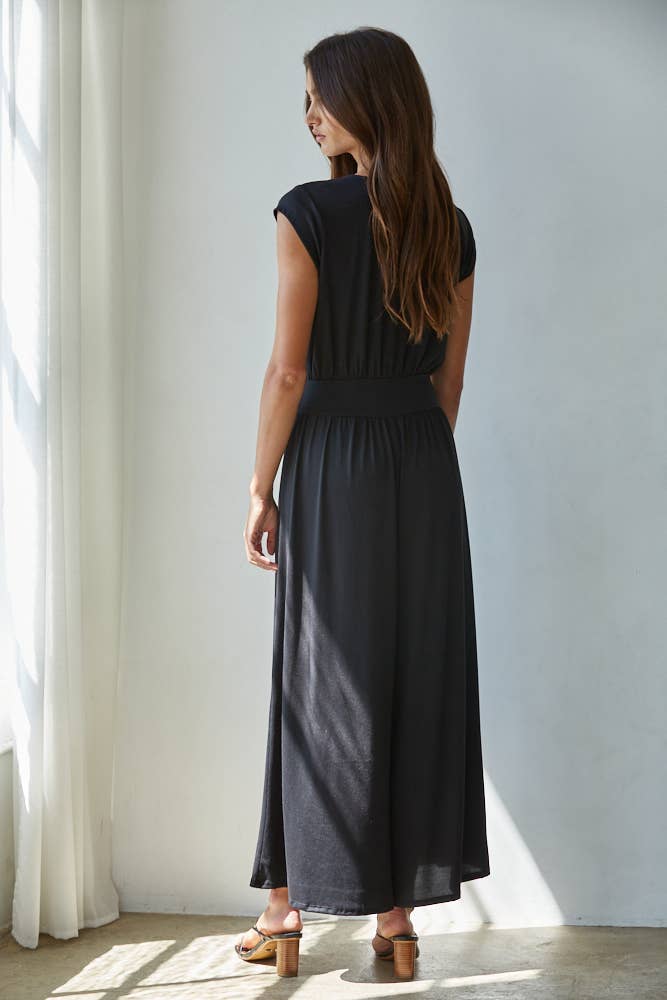 By Together - Wholesale Jumpsuit - Women's - RJ3551 | Knit Polyester Spandex V-Neck Short Sleeve Jumpsuit2