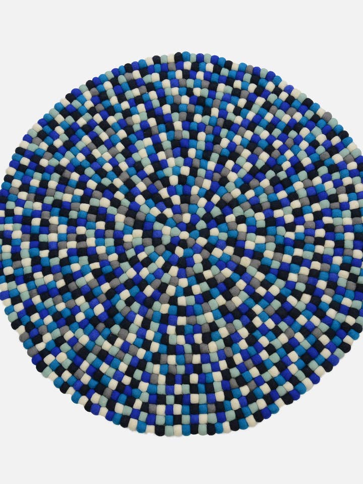 Tappeti rotondi artigianali in morbido mix blu per casa e ufficio per la vendita all'ingrosso da parte di Woollyfelt