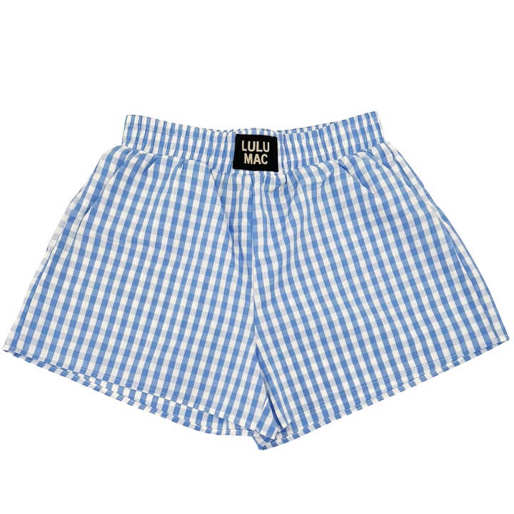 BXGH-LT. BLUE GINGHAM BOXER SHORT for wholesale on Faire