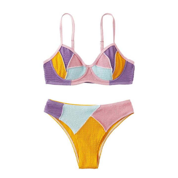 Multi Seksede Dobbelt Skuldersyning Stålbøjle Push-up Bikini Højtaljet Strand Delt Badedragt for engroshandel på Faire