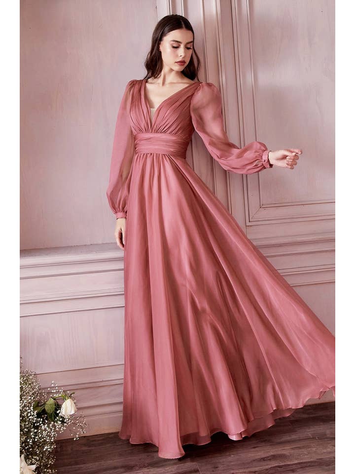 Ladivine by Cinderella Divine - Wholesale Gown - Women's - Long Sleeve Chiffon Dress5