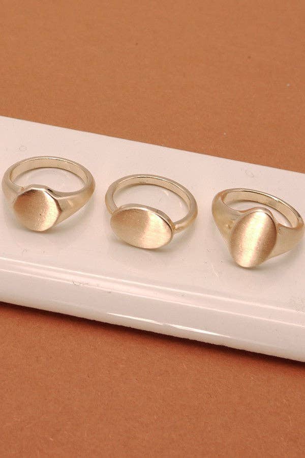 GOLD TRIO FLAT PLAIN EMBLEM RINGS | 52R1082701 for wholesale on Faire