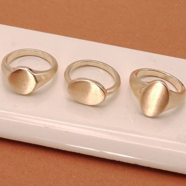 GOLD TRIO FLAT PLAIN EMBLEM RINGS | 52R1082701 for wholesale on Faire0