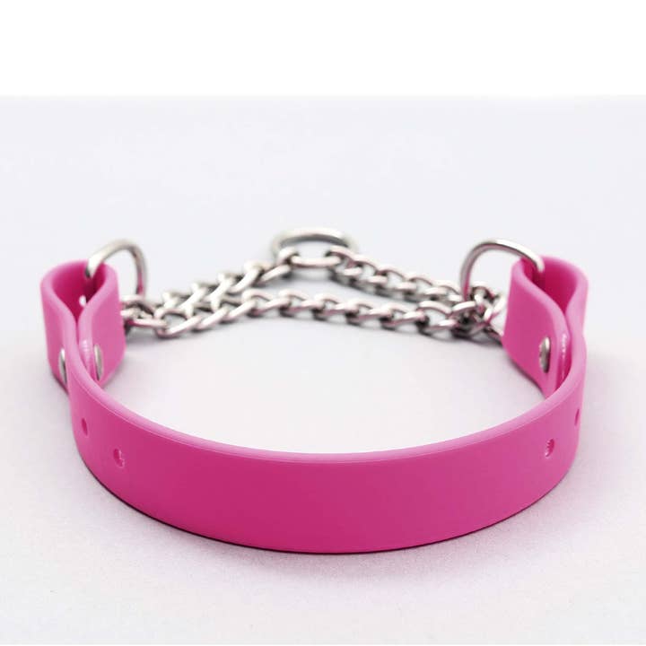 Waterproof Leather Alt Martingale Dog Collar Raspberry Pink for wholesale by Mimi Green