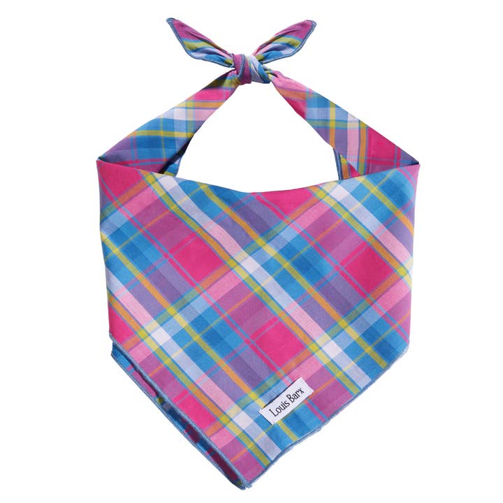 Rainbow Plaid Dog Bandana - 100% Cotton Pet Accessories for wholesale by Louis Barx
