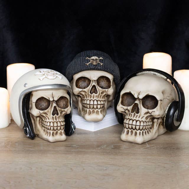 Something Different Wholesale - Wholesale Decorative Figurine - Gothic Skull Ornament with Beanie
