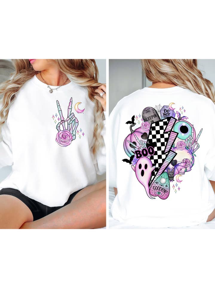 Retro Halloween Sweatshirt Spooky Vibes Halloween T-shirt for wholesale by Be X'treme Designs LLC