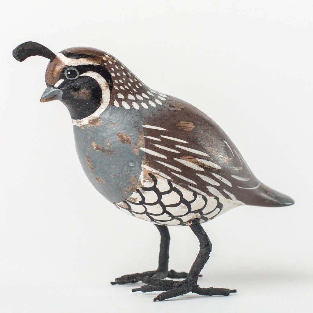 Aviologie - Wholesale Decorative Figurine - Mini Quail - 3"H  -Carved Wooden Ornament1