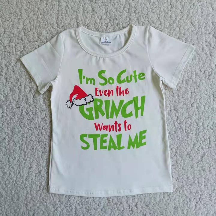 Boys white green words Christmas shirts for wholesale by Aier Wholesale