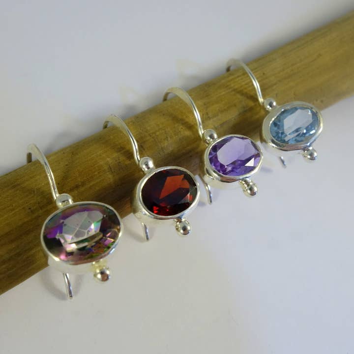 Petite Sterling Silver Gemstone Dangle Earrings for wholesale by Ajmer by Jodi