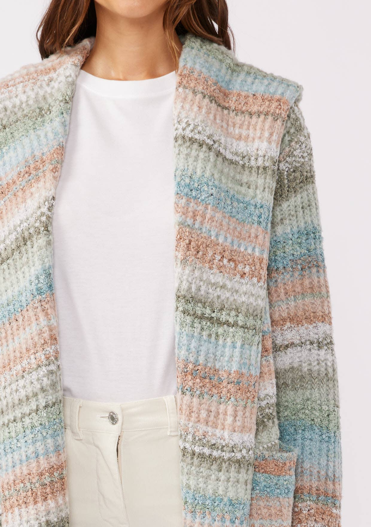 Lovestitch - Vente Cardigan – femme - Cardigan ouvert à manches longues en tricot Space Dye19