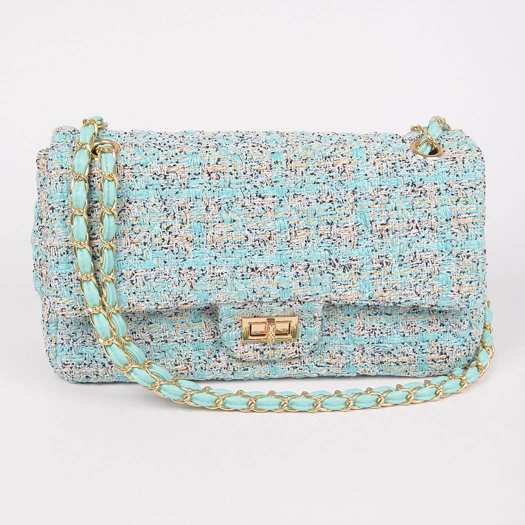 3AM BY H&D ACCESSORIES - Wholesale Shoulder Bag - Women's - Quilted Tweed Flap Shoulder Bag0