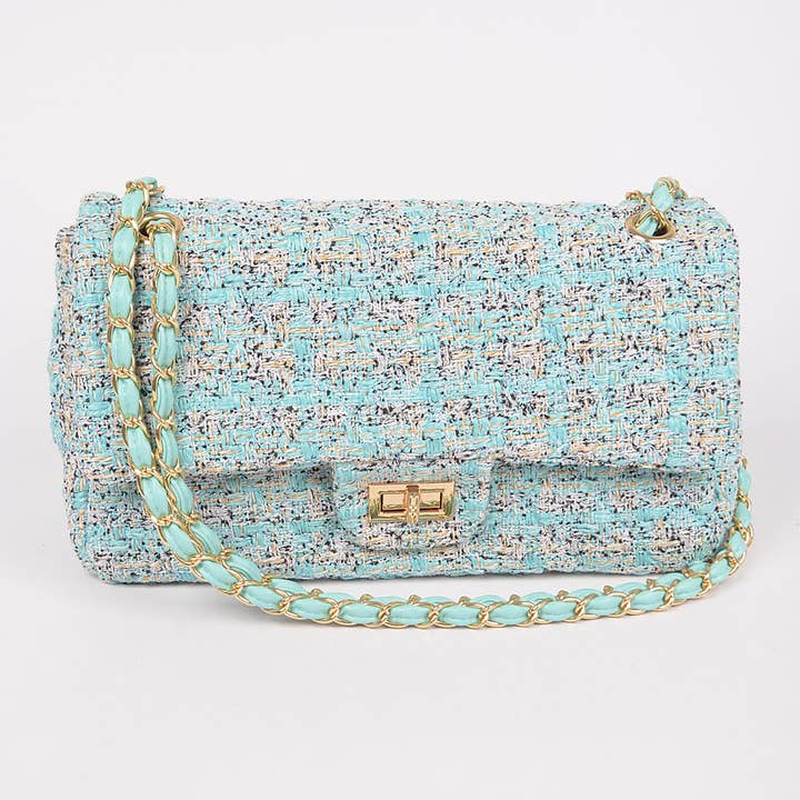 3AM BY H&D ACCESSORIES - Wholesale Shoulder Bag - Women's - Quilted Tweed Flap Shoulder Bag