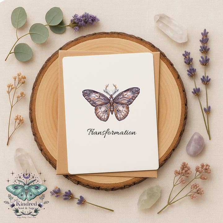 Carte de vœux Papillon de Transformation | Carte Nature Boho 5x7 | Cadeau Spirituel | Carte d'Encouragement | Papeterie de Guérison & Renouveau | Âme Sœur et Sage pour la vente par Doroh's Kindred Soul and Sage
