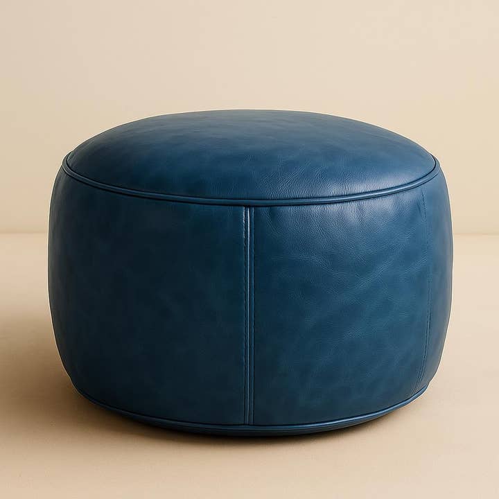 Handmade Genuine Leather Moroccan Pouf Ottoman for wholesale by Troussi
