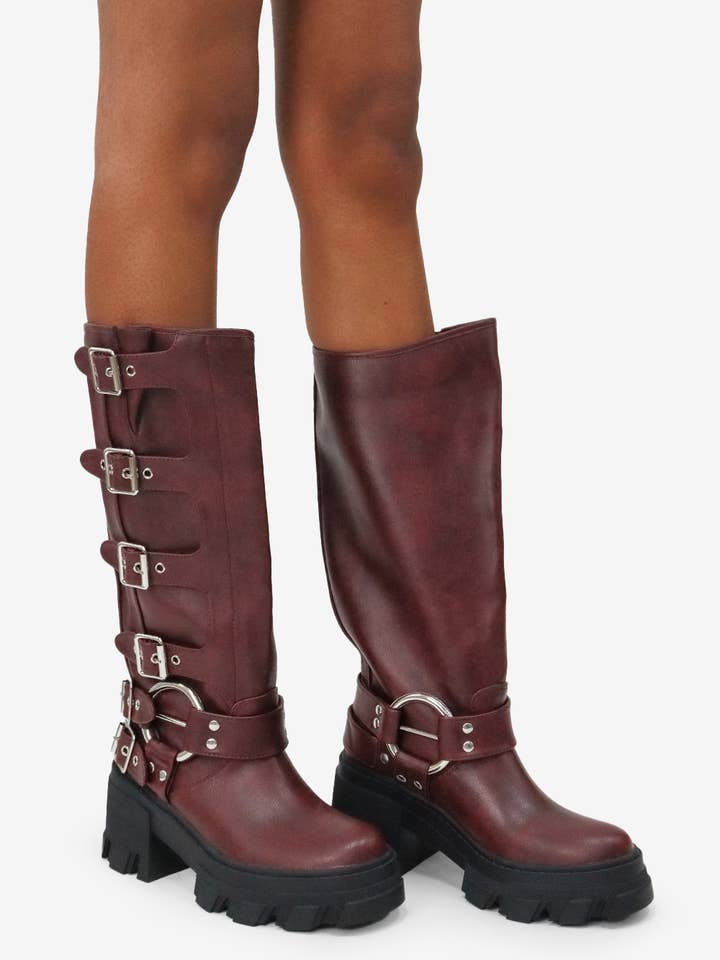 Lemonade Shoes – wholesale Stövlar - Dam – Buckle Up Now - motorcykelstövlar med sidospännen och klumpig sula14