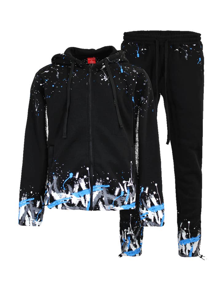 Victorious - Wholesale Lounge Set - Men's - ST806 Men Paint Splatter Fleece Set Pre-pack