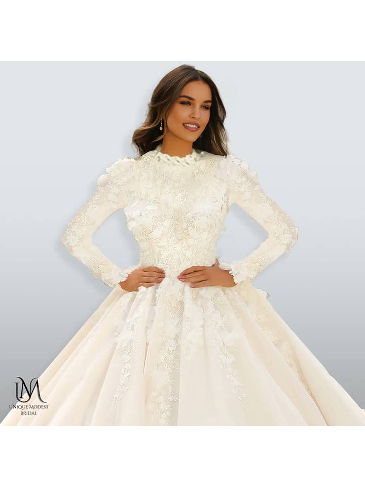 Unique Modest Bridal - Wholesale Gown - Women's - Grace - Elegant A-Line / Ball Gown Modest Wedding Dress2