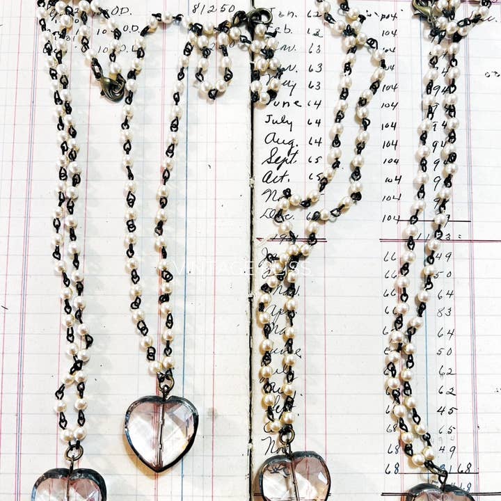 Vintage Bliss - Wholesale Pendant/Charm Necklace - Soldered Mini Glass Heart Beaded Chain Necklace 0