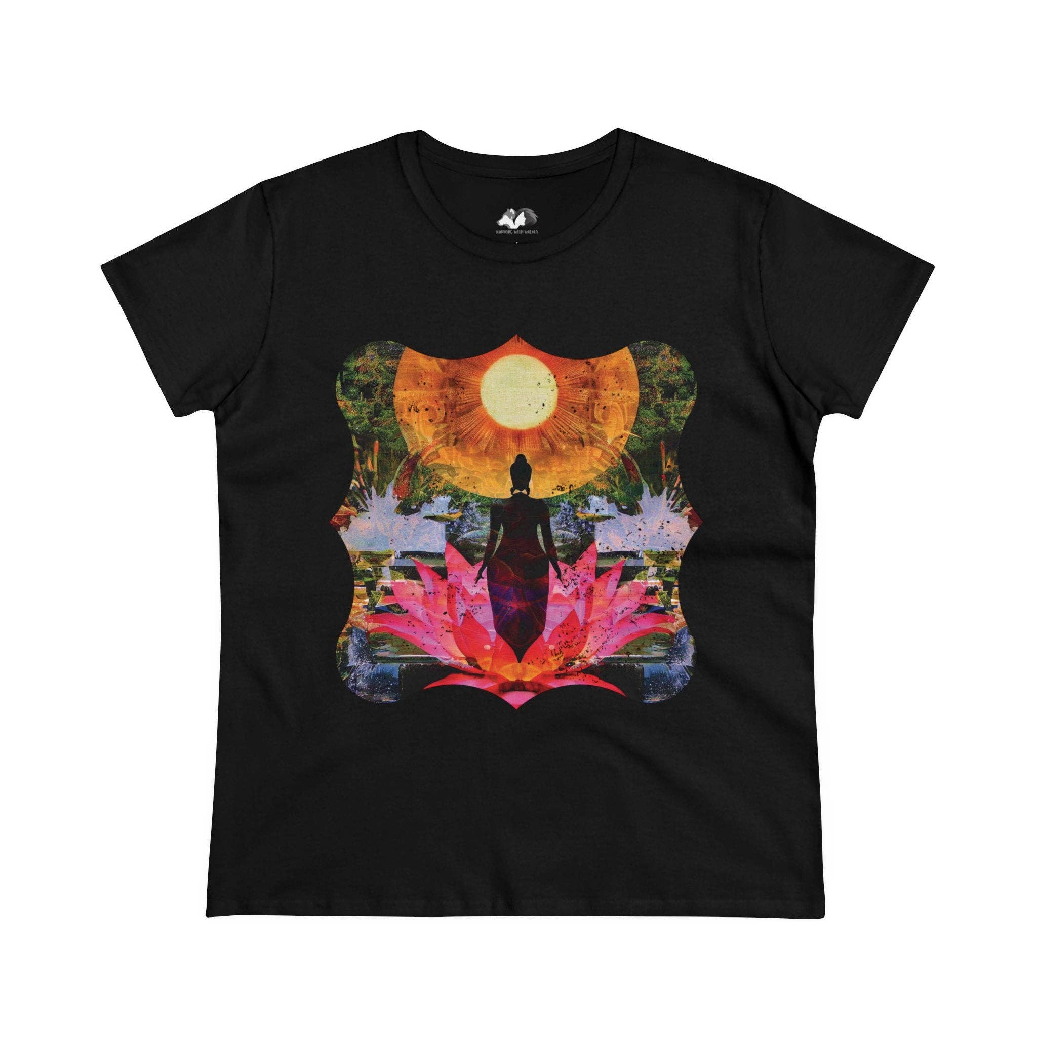 Running With Wolves - Wholesale Screen Printed T-Shirt - Women's - Her Beauty - 100% Cotton Vintage Nature Graphic Tee1