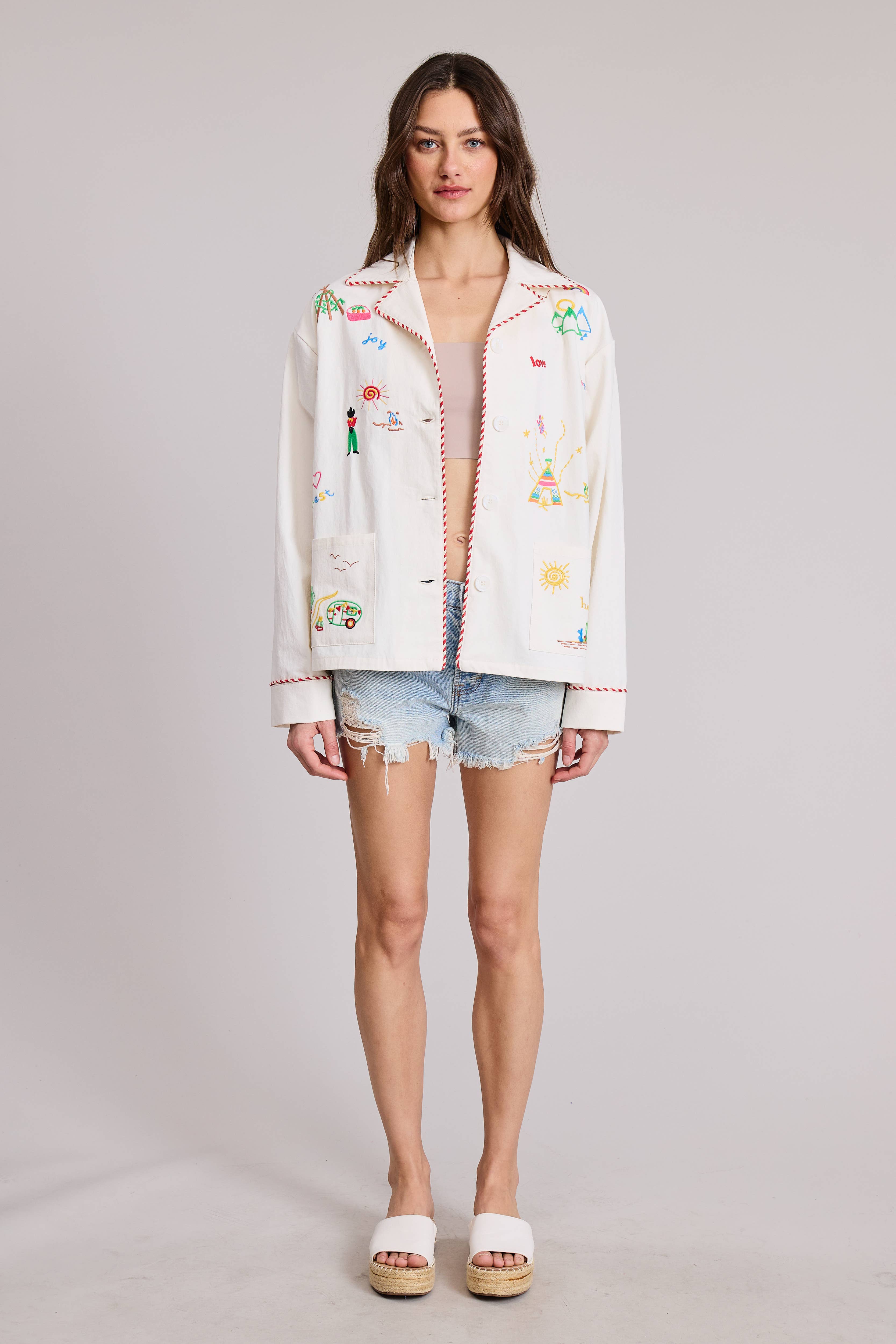 FLAT WHITE - Wholesale Jacket - Women's - Joshua Embroidered Lightweight Jacket1