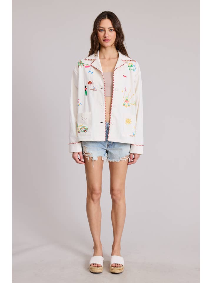 FLAT WHITE - Wholesale Jacket - Women's - Joshua Embroidered Lightweight Jacket1