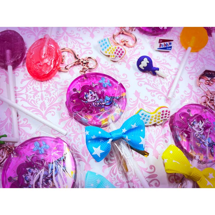 Porte-clés acrylique Clown Girl Lollipop pour la vente par Nicole Alt Delete