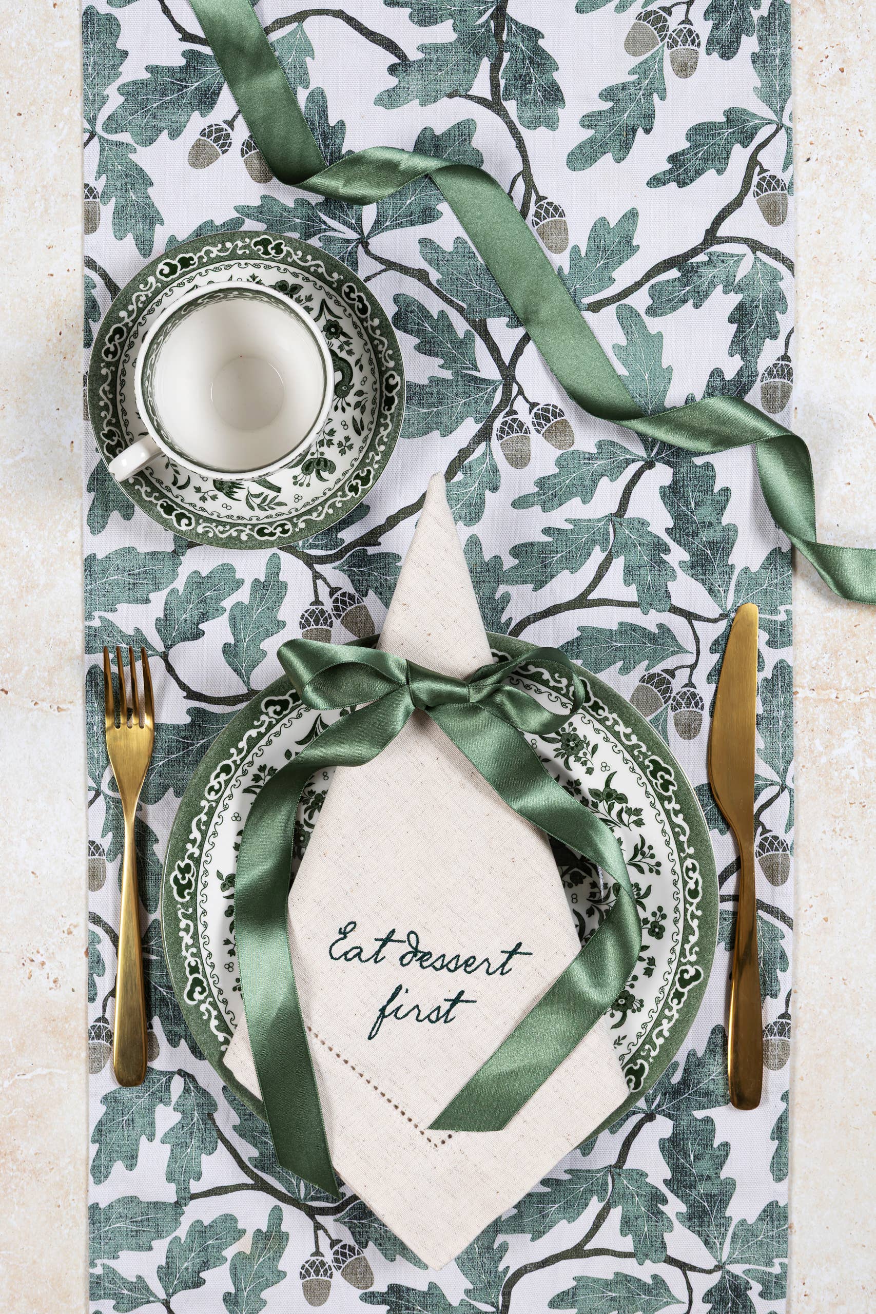 Pintail Candles | Avalon Home - Wholesale Dinner & Cloth Napkin - Eat Dessert First Embroidered Napkins (Pair)