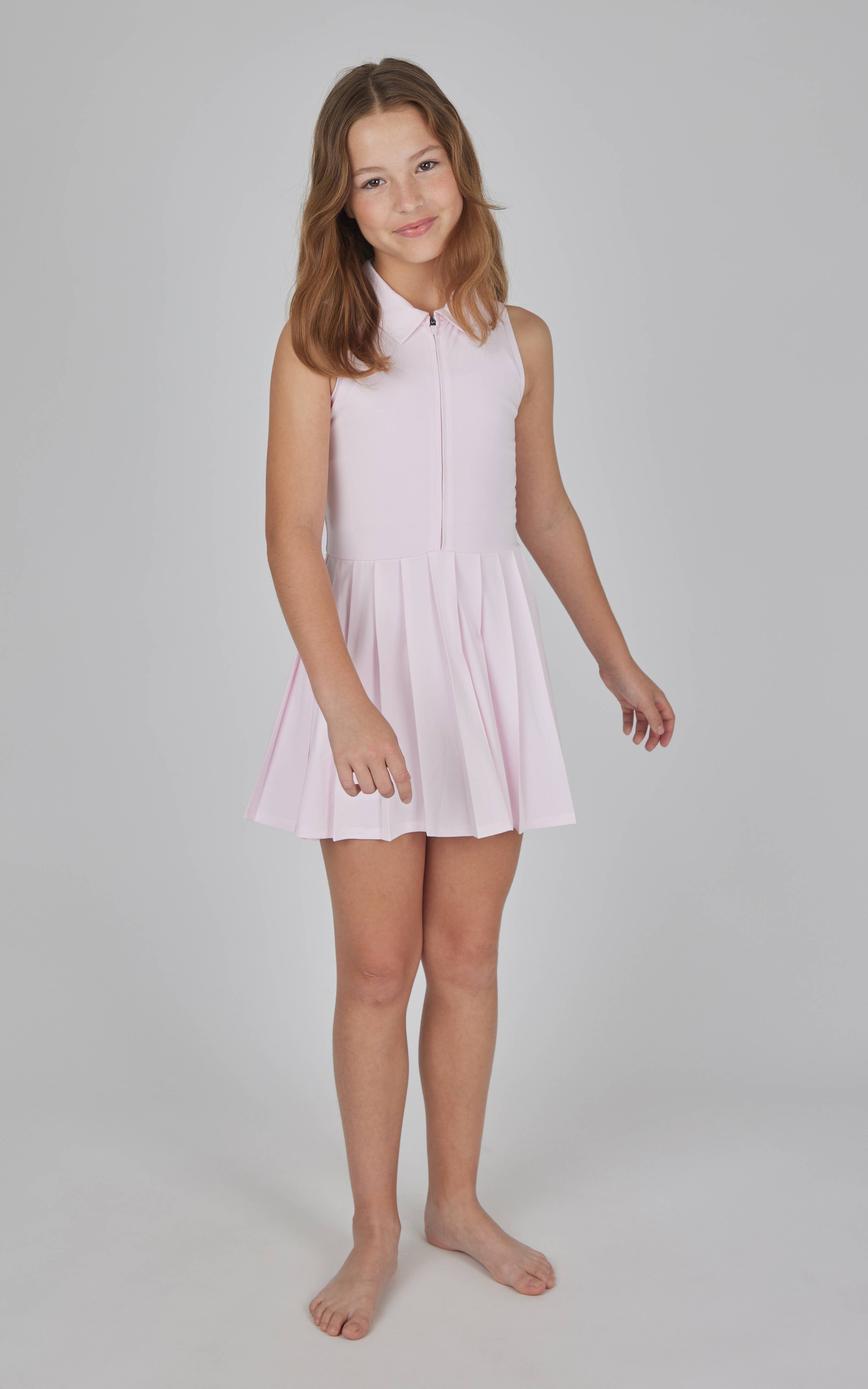 90 Degree by Reflex & Yogalicious - Wholesale Athletic Dress - Kids - Girls Sip Up Pleated Tennis Dress with Inner Short5