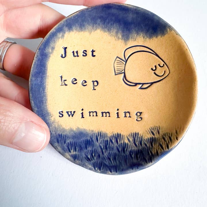 Just Keep Swimming - Ceramic Trinket Dish - Made in Wales for wholesale by Love & Lovelier