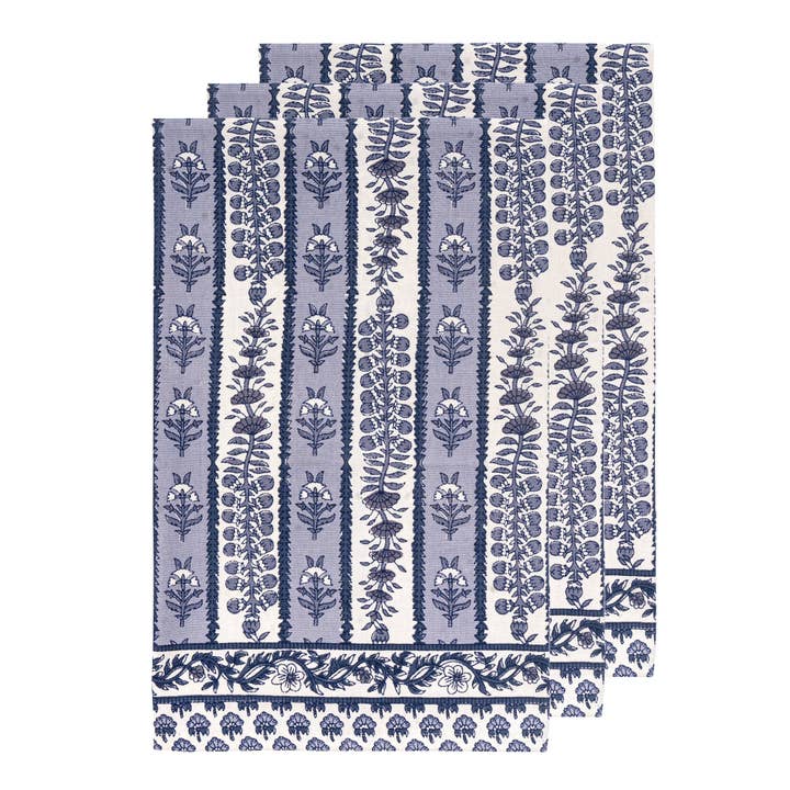 Avignon Tea Towels Blue & Marine, Set of 3 for wholesale by Couleur Nature