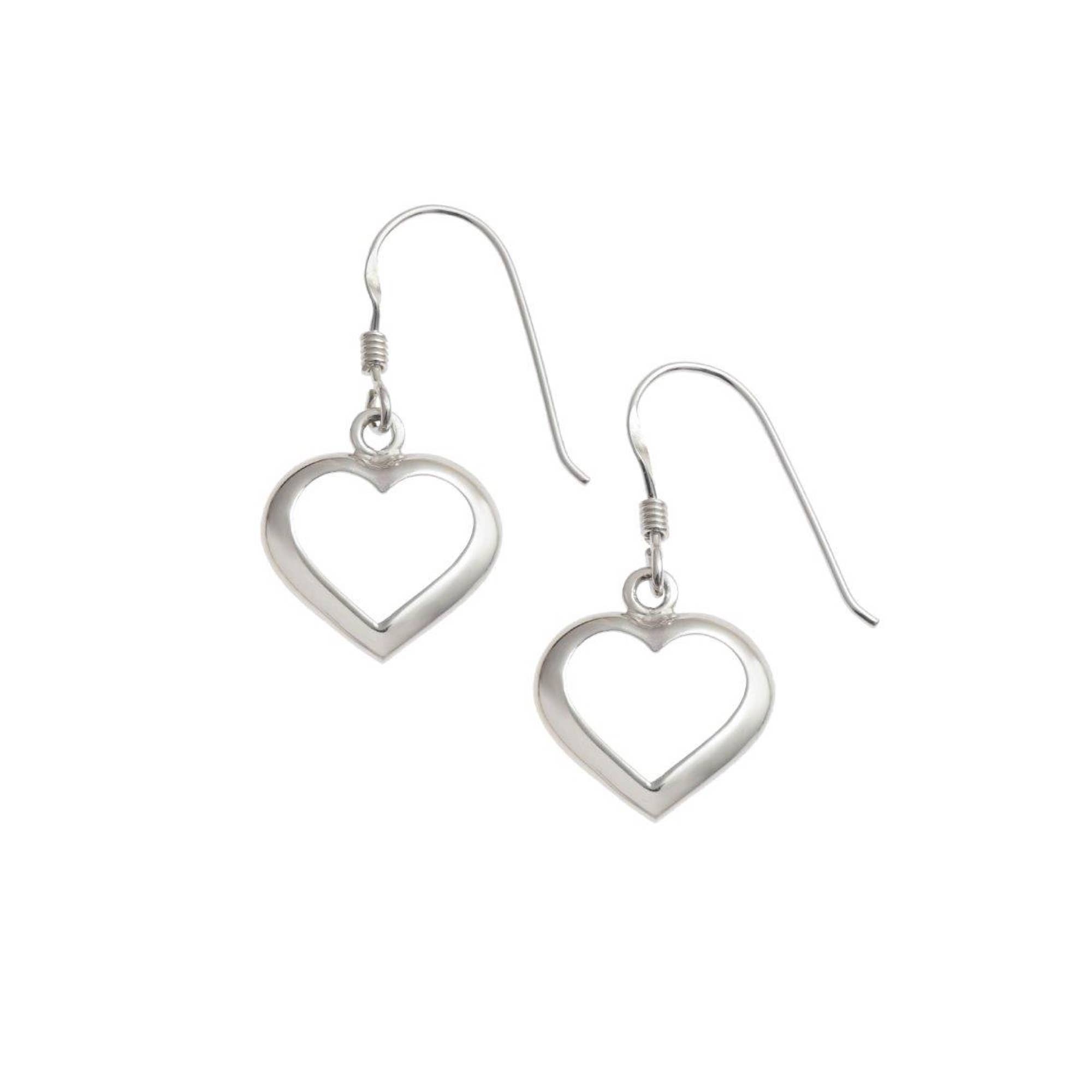 Silver Jewellery Cavern Wholesale - Vente Boucles d'oreilles pendantes - Boucles d'oreilles délicates en argent 925 avec contour de cœur (USA-DDP)