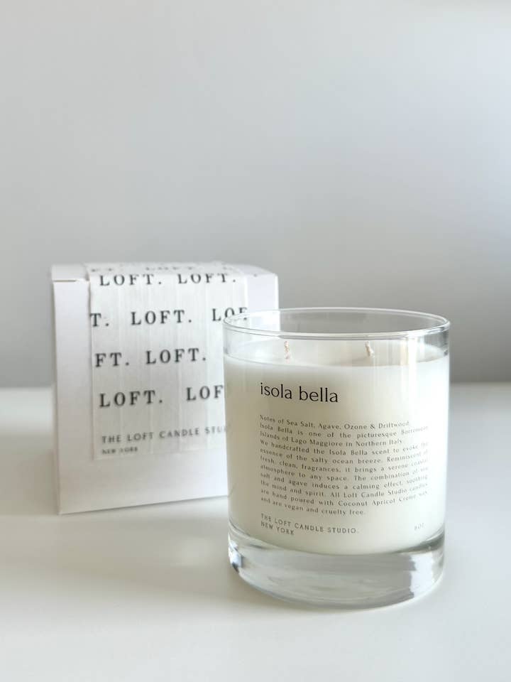 Sea Salt and Agave 8oz Natural Scented Glass Candle for wholesale by The Loft Candle Studio