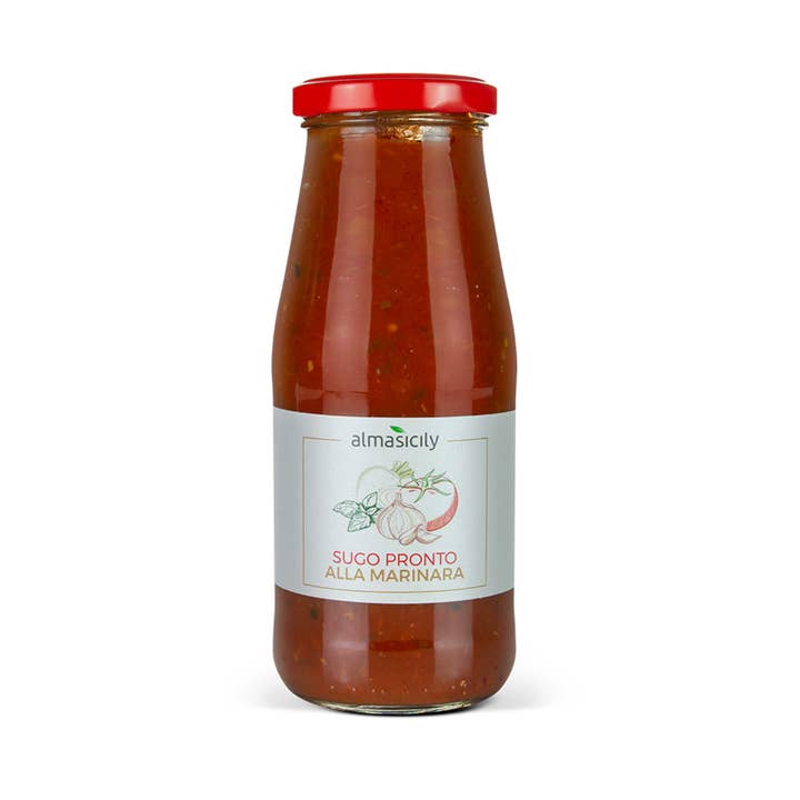 Ready made Sicilian Marinara sauce 420g 100% vegan for wholesale by almasicily
