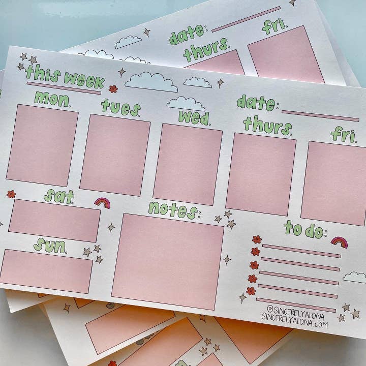 Weekly Planner Notepad for wholesale by Sincerely Alona