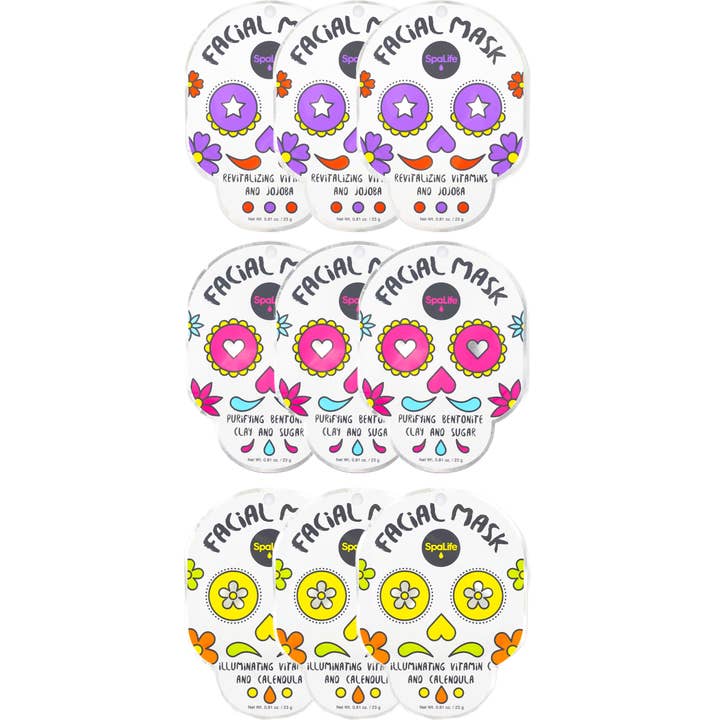 My Spa Life - Wholesale Skincare face mask - Halloween Dia de Muertos Inspired Skincare Sheet Mask - 9 Pk