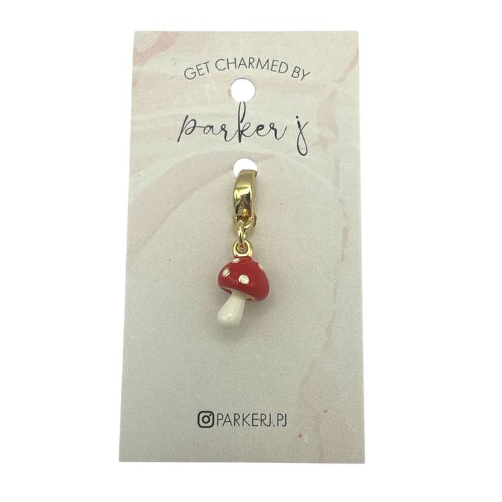 Rød emalje svampevedhæng for engroshandel hos Parker J Jewelry & Charm Bar