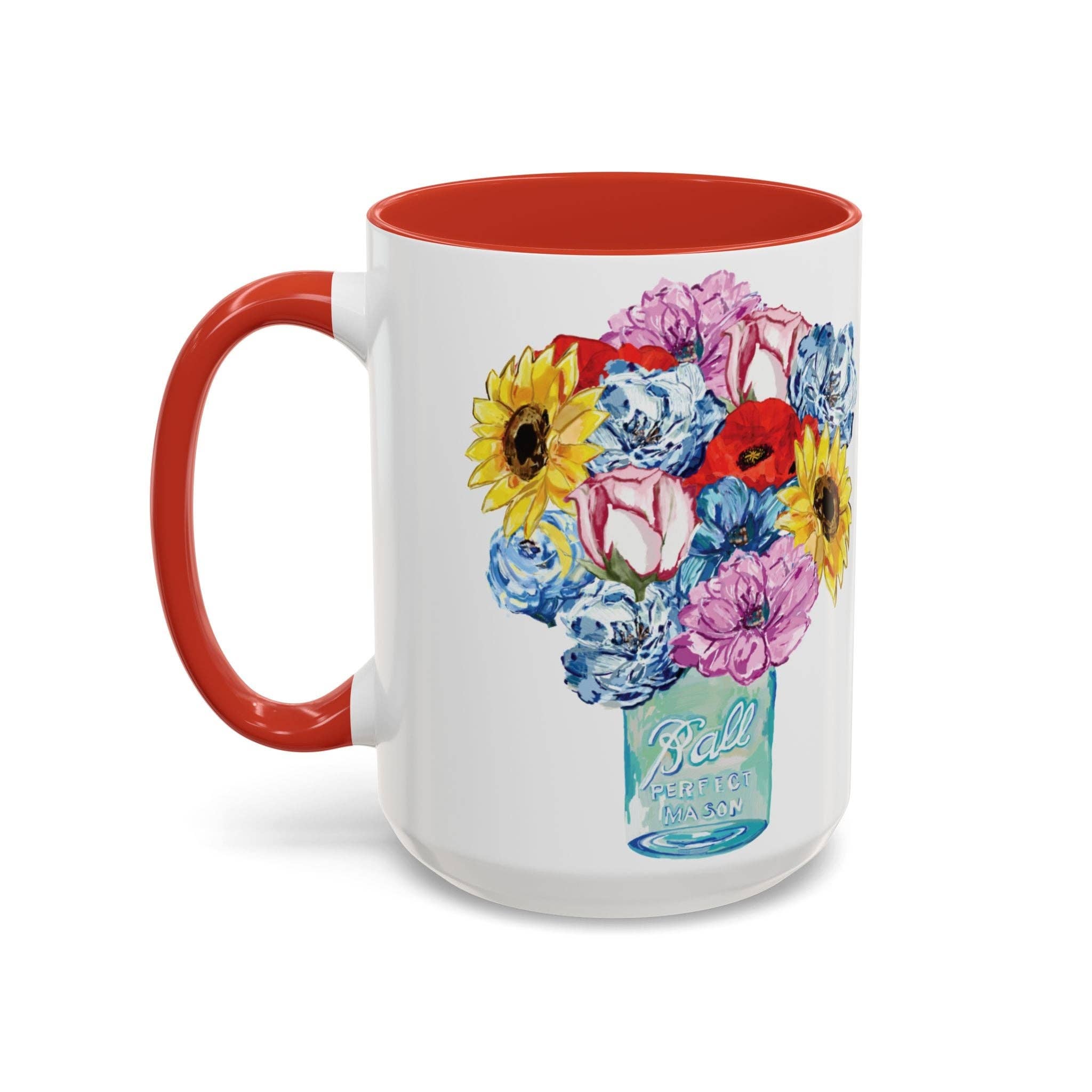 Blue Cava - Wholesale Coffee Mug - Spring Floral Mason Jar Two Tone Ceramic Mug - 11 oz & 15 oz18