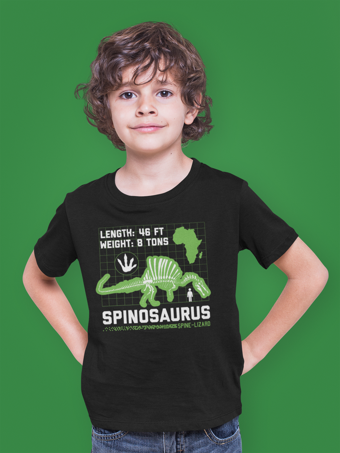 Itsy Bitsy Bella Co - Wholesale Screen Printed T-Shirt - Kids - Spinosaurus Dinosaur Facts Toddler and Youth Shirt0