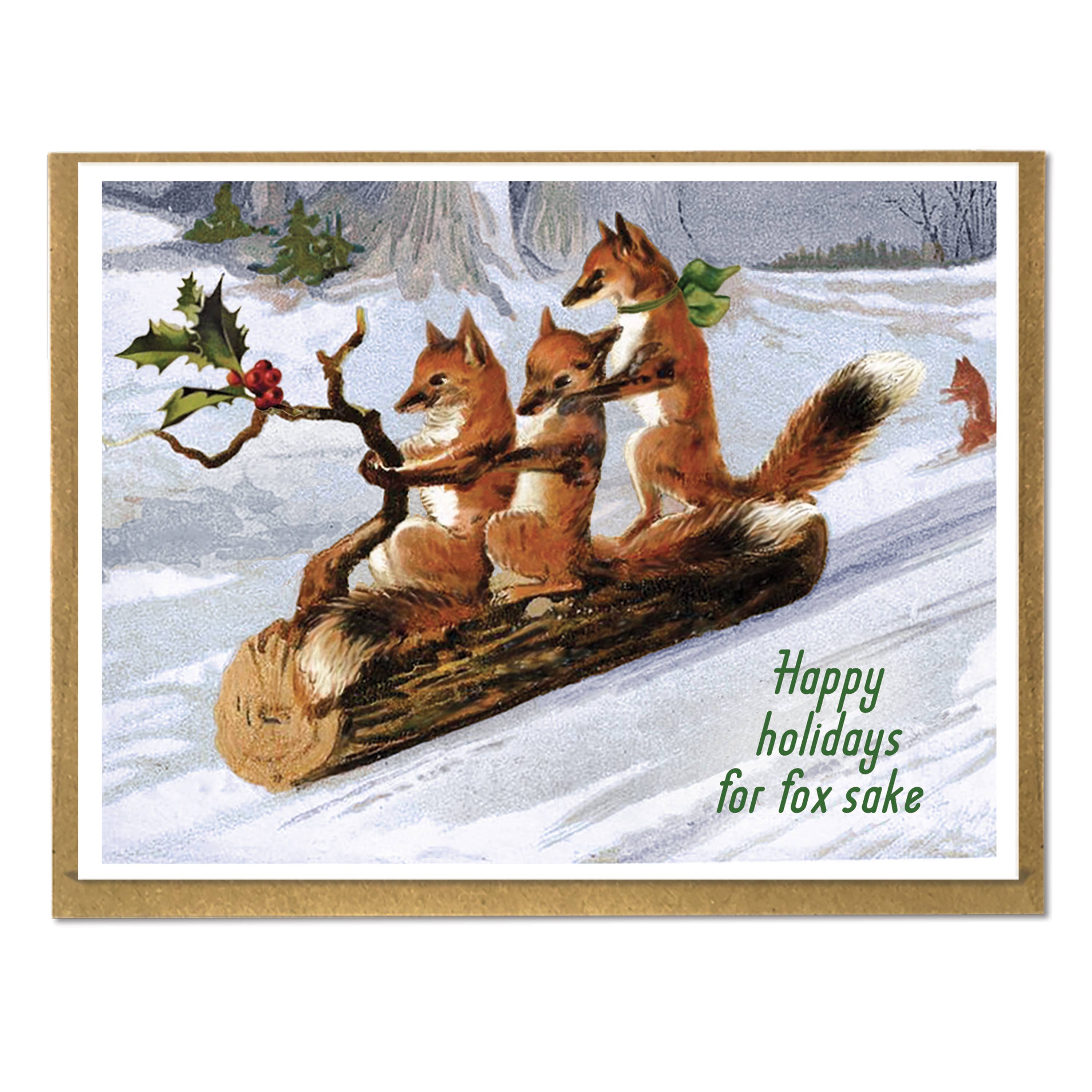 A Zillion Dollars - Wholesale Christmas Card - Happy Holidays for fox sake; Funny cute fox holiday card0