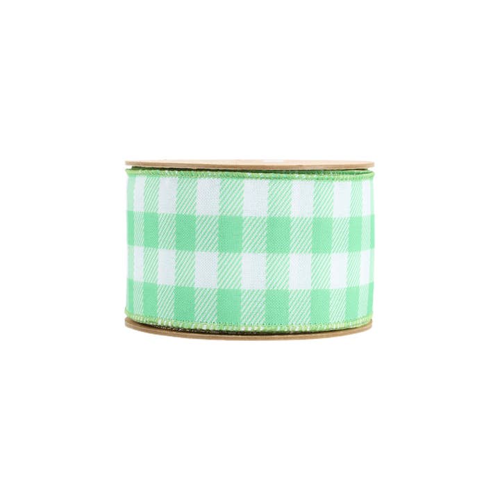LA Ribbons Wholesale - Wholesale Ribbon – Gift wrapping - 2 1/2" Wired Ribbon | White/Spring Gingham | 10 Yard Roll |20