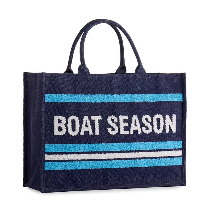 "BOAT SEASON" BEACH BAG, NAVY for wholesale by Shiraleah